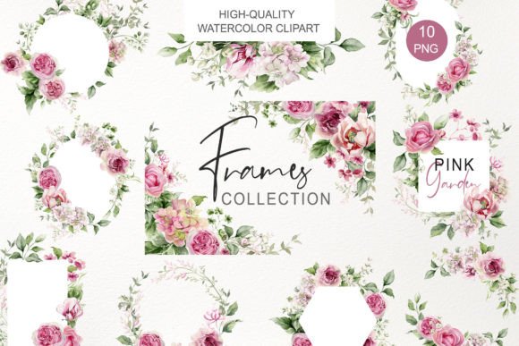 Download Watercolor Pink Floral Frame Clipart PNG - Pink floral Collection