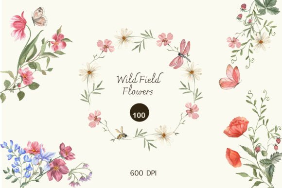 Download Watercolour Wild Field Flowers - Field Collection