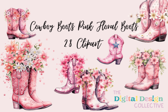 Download Cowboy Boots Pink Floral Boots Bundle - Premium Bundle