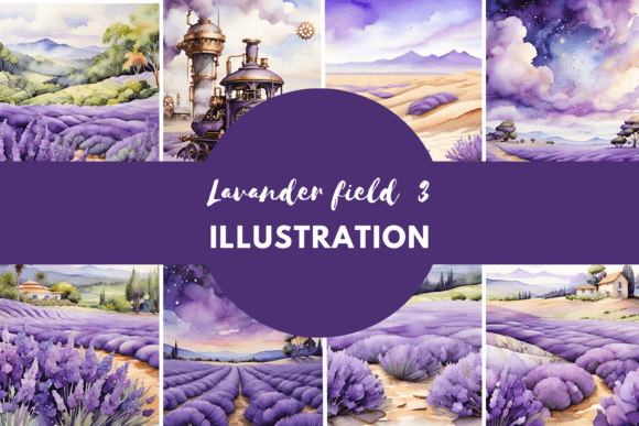 Download Lavender Field Watercolor Painting - Field Collection