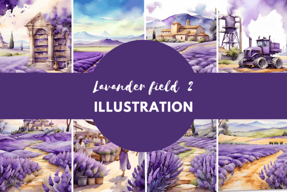 Download Lavender Field Watercolor Painting - Field Collection