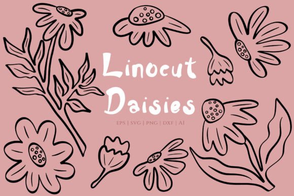 Download Linocut Daisies Clipart &amp; Patterns - Daisies clipart Collection