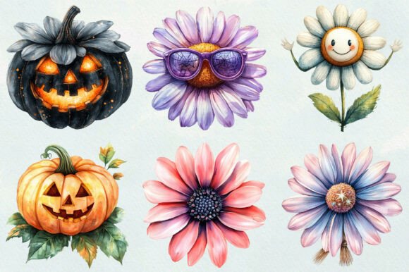 Download Groovy Halloween Daisies Clipart - Daisies clipart Collection