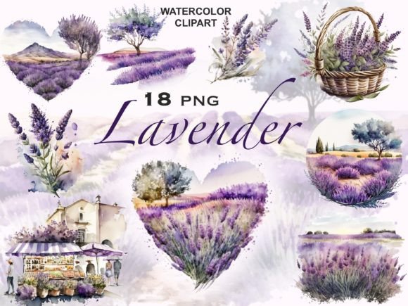 Download Watercolor Lavender Field, Lilac Clipart - Field Collection