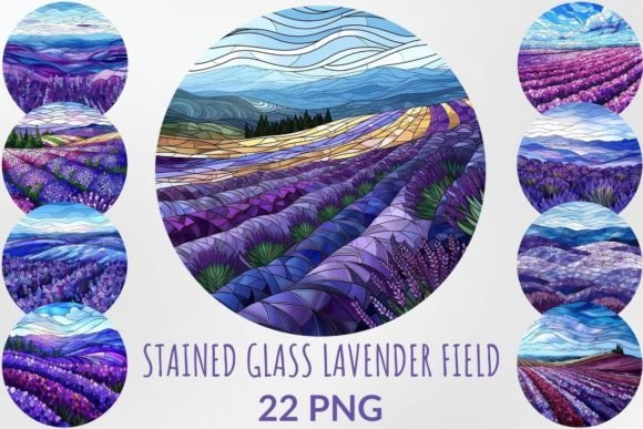 Download Stained Glass Lavender Field Sublimation - Field Collection