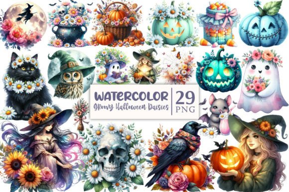 Download Groovy Halloween Daisies Clipart - Daisies clipart Collection