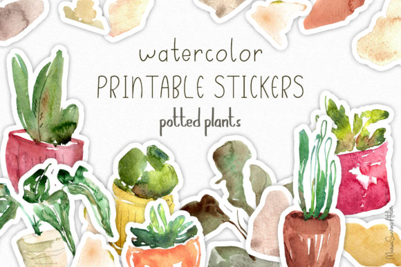 Download Watercolor Plants Printable Stickers - Watercolor plants Collection