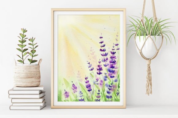 Download Watercolor Lavender Field Wall Art - Field Collection