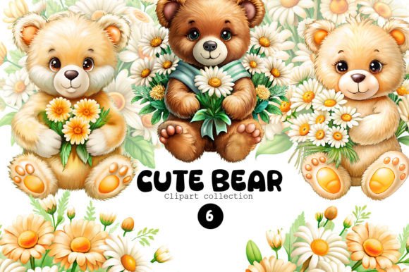 Download Teddy Bear and Daisies Clipart - Daisies clipart Collection