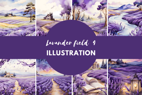 Download Lavender Field Watercolor Painting - Field Collection