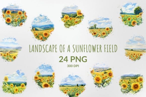 Download Watercolor Sunflower Field Sublimation - Field Collection