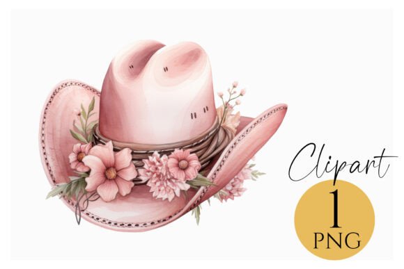 Download Boho Pink Floral Cowboy Hat Clipart PNG - Pink floral Collection