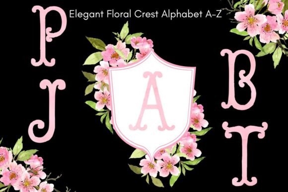 Download Pink Floral Alphabet &amp; Crest Frame PNG - Pink floral Collection