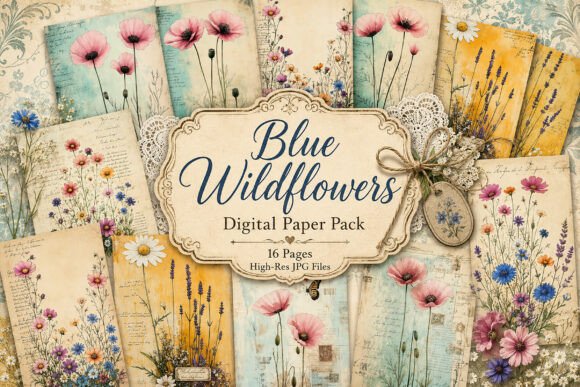 Download Spring Poppy Field Junk Journal Pages - Field Collection