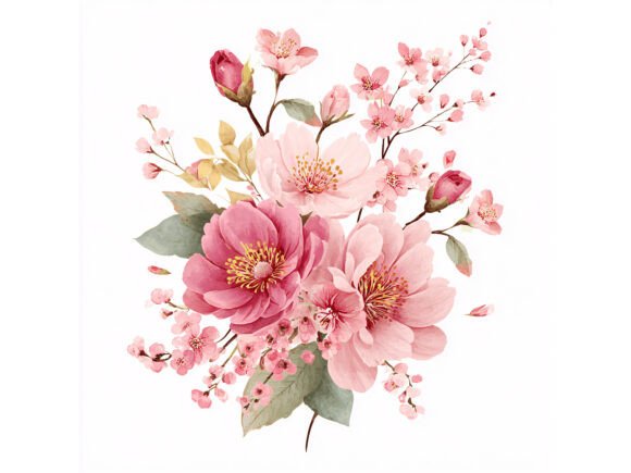 Download 12 JPG Pink Floral Watercolor Set - Premium Resources