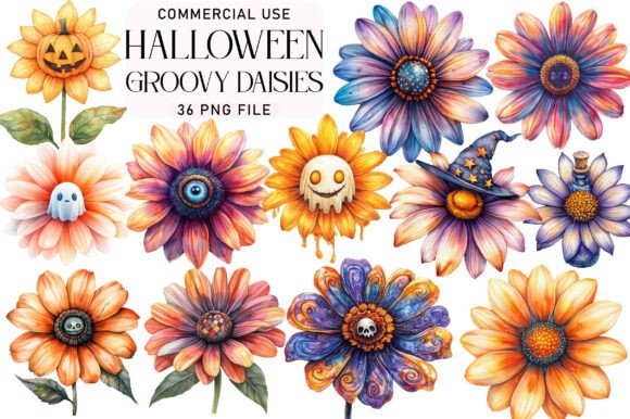 Download Groovy Halloween Daisies Clipart - Daisies clipart Collection