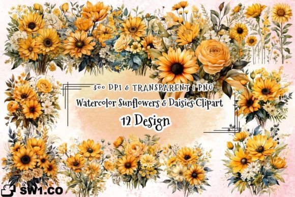 Download Watercolor Sunflowers Daisies Clipart - Daisies clipart Collection