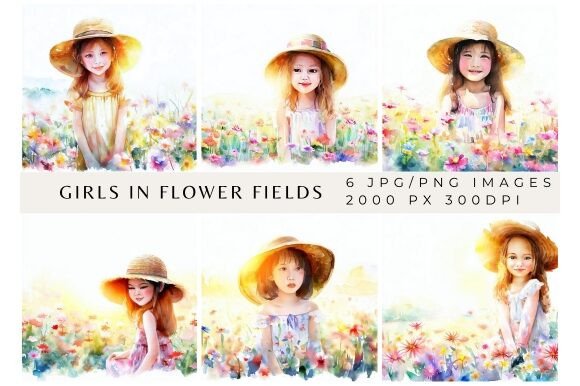 Download Girls in Flower Field Background Paper - Field Collection