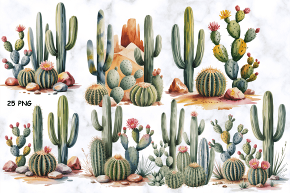 Download Cactus Watercolor Plants Clipart Bundle - Premium Resources