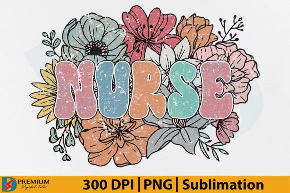 Download Retro Nurse PNG, Floral Flower Design - Premium Bundle